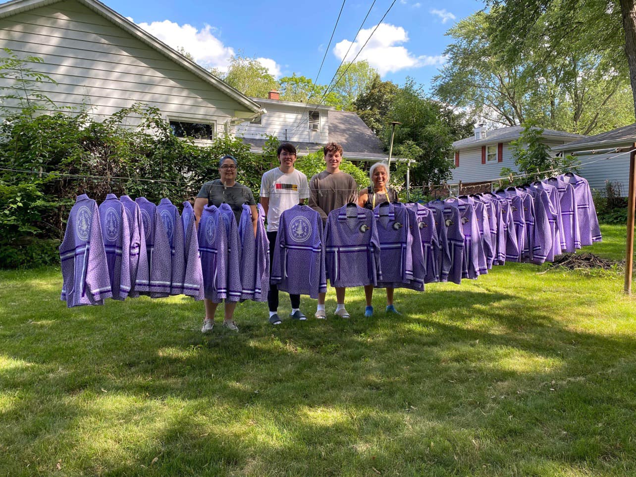 A glimpse of the U21 Team Haudenosaunee ribbon shirts